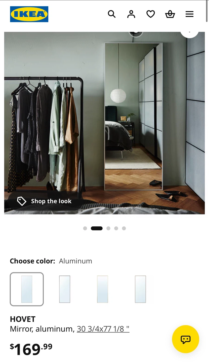 IKEA HOVET Mirror, Aluminum 30 3/4" x 77 1/8"