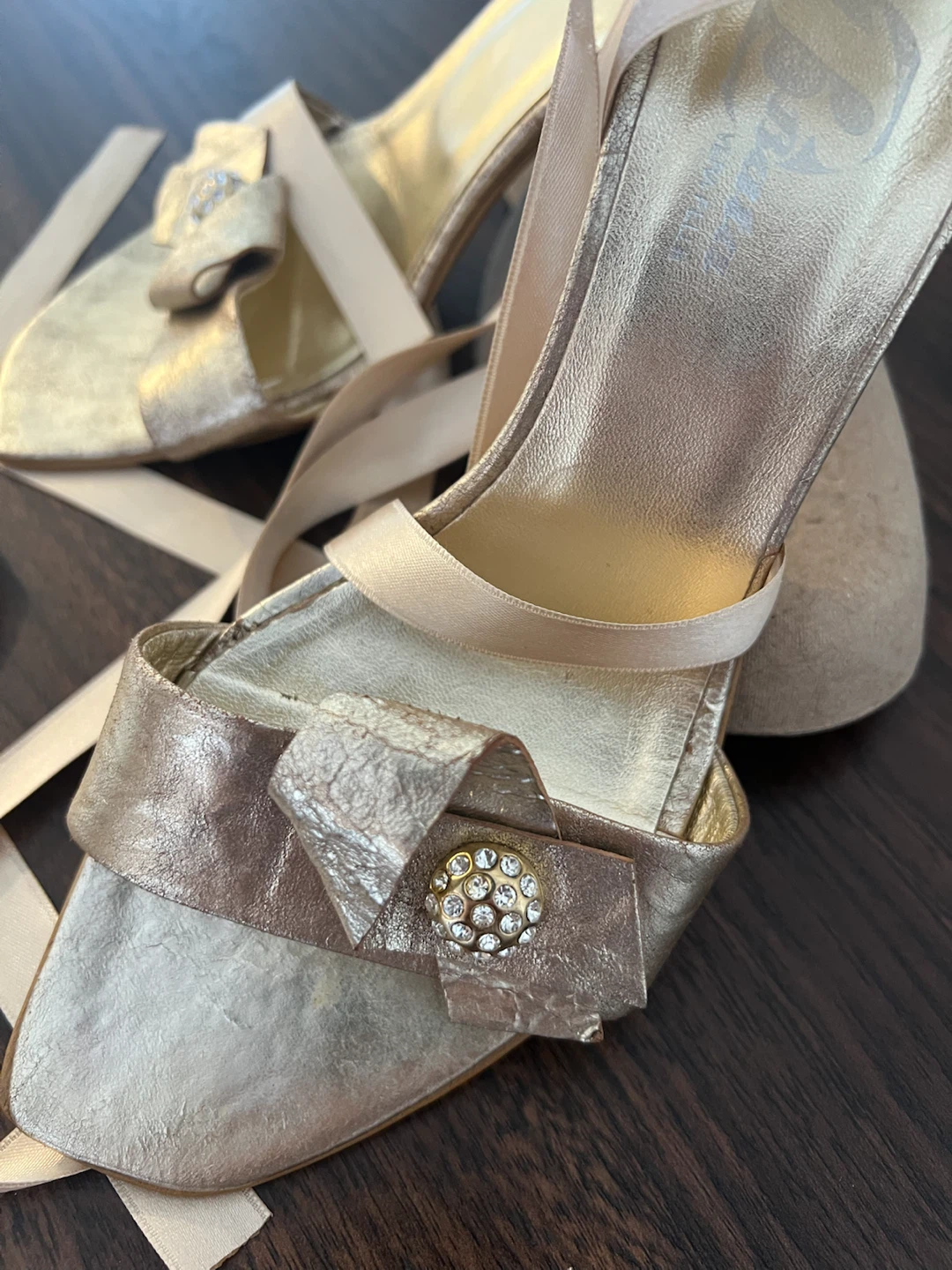Gold Strappy Heels - Size 36 - Worn Twice - photo 3