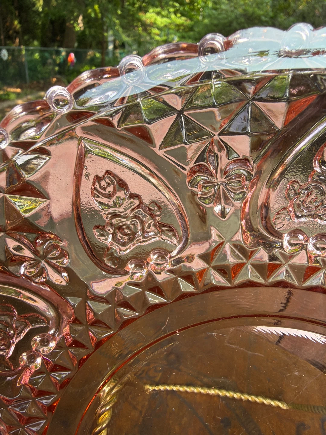 Vintage Pink Depression Glass Decorative Plate - photo 2
