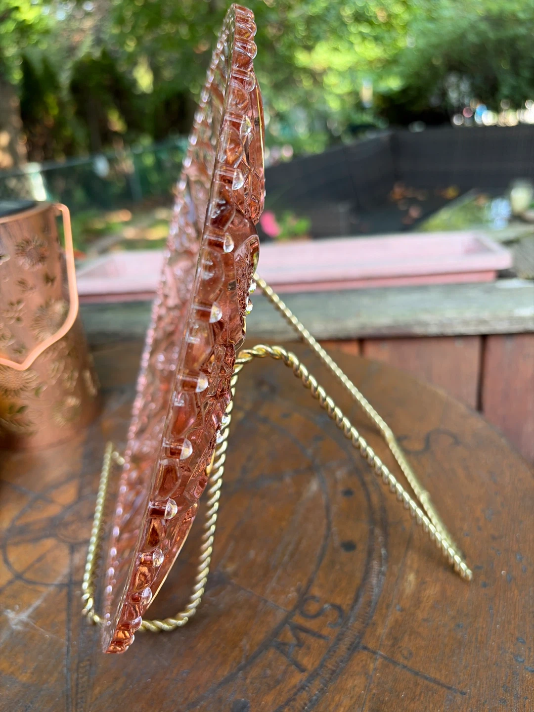 Vintage Pink Depression Glass Decorative Plate - photo 3