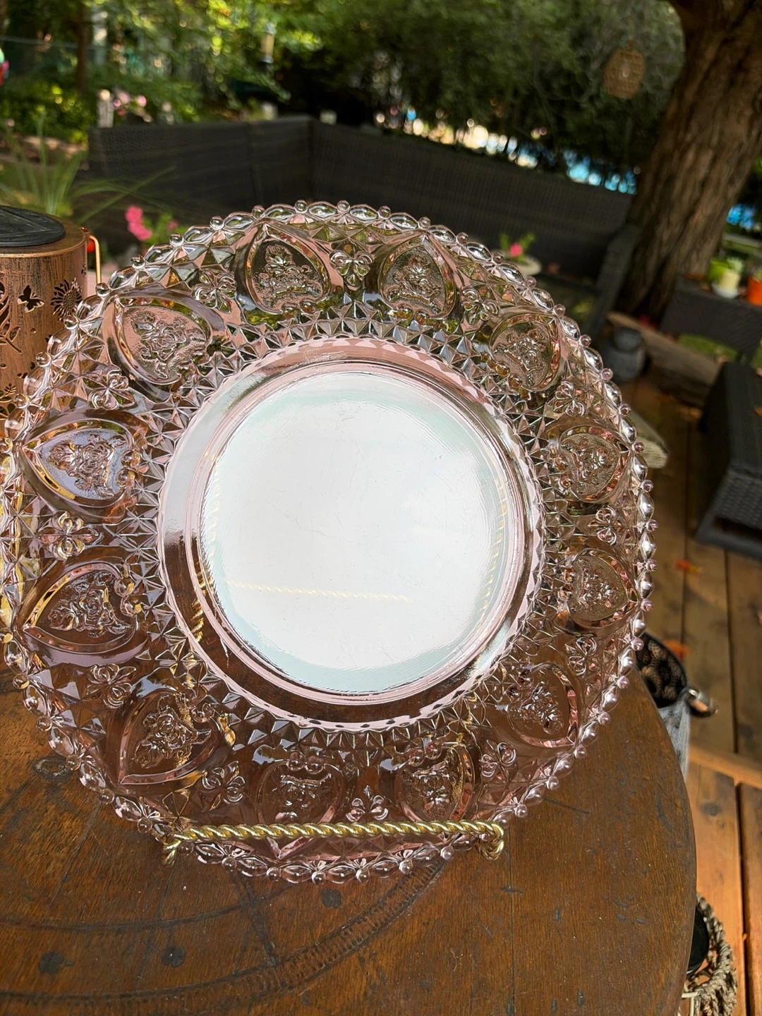 Vintage Pink Depression Glass Decorative Plate - photo 4