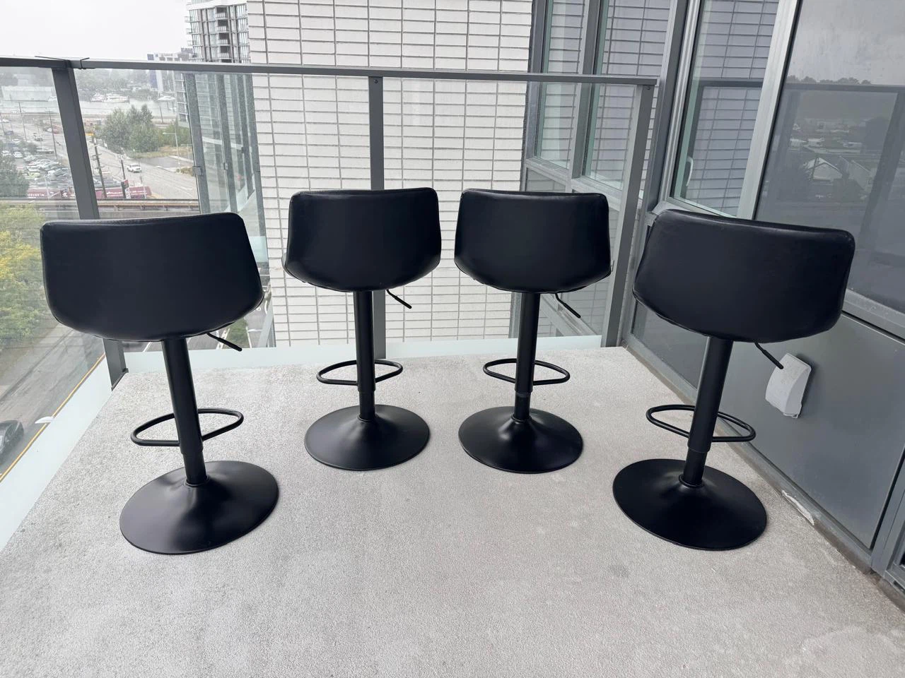 Set of 4 Adjustable Black Bar Stools - photo 2