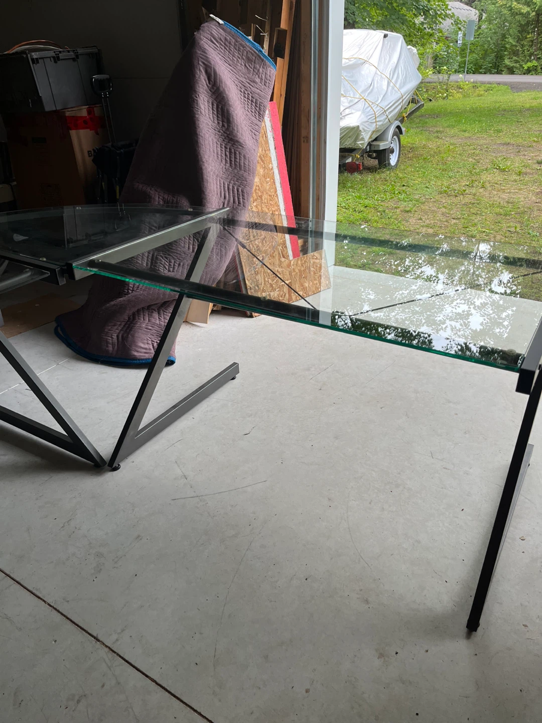 Glass Top Desk with Metal Frame - photo 4