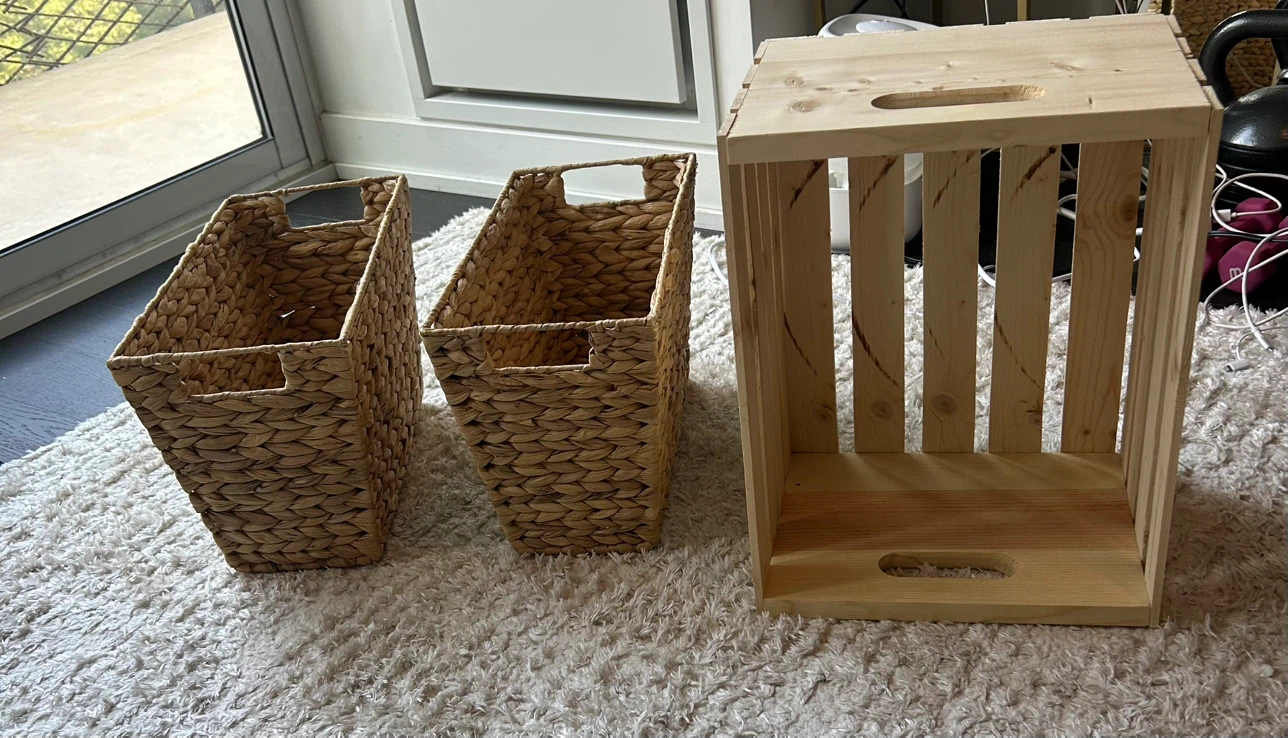 Woven Baskets and Wooden Crate - photo 2