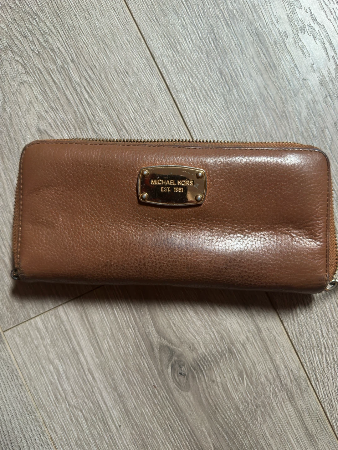 Michael Kors Brown Leather Zip-Around Wallet