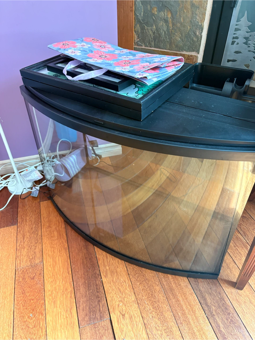 Bow front glass aquarium tank