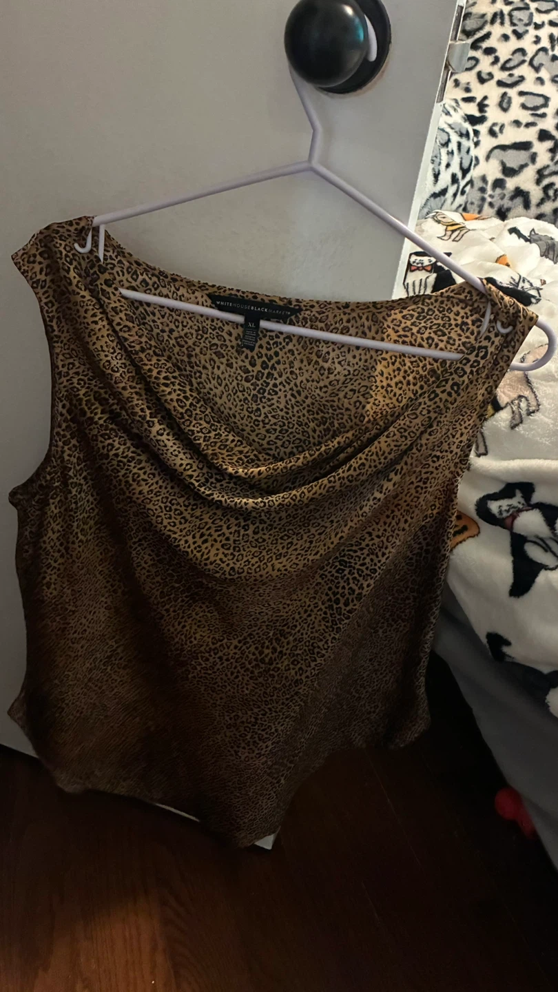 Leopard Print Cowl Neck Top XL