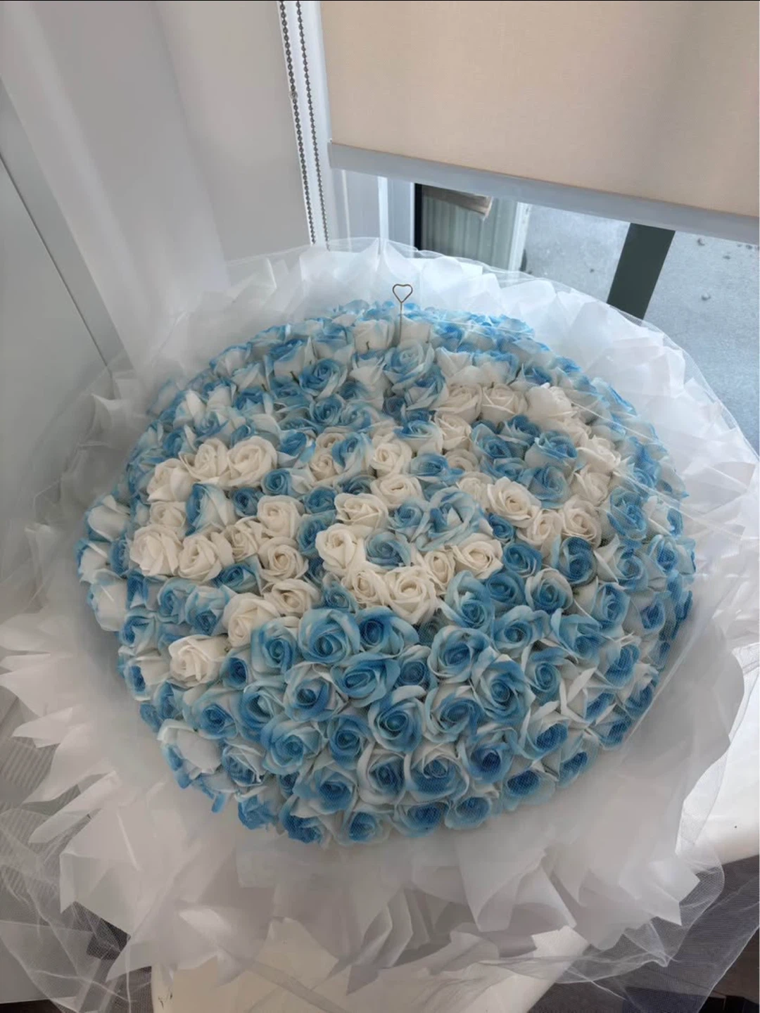 Large 199 stems Blue and White Eternal Rose Bouquet