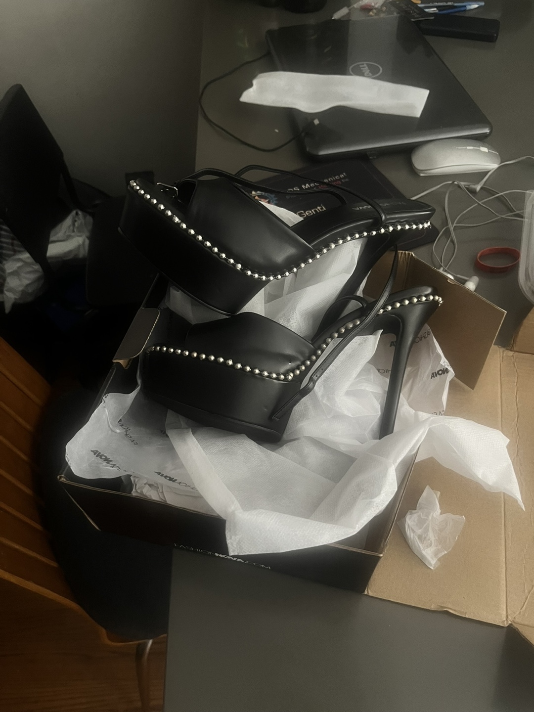 Black Studded Platform Heels - photo 4