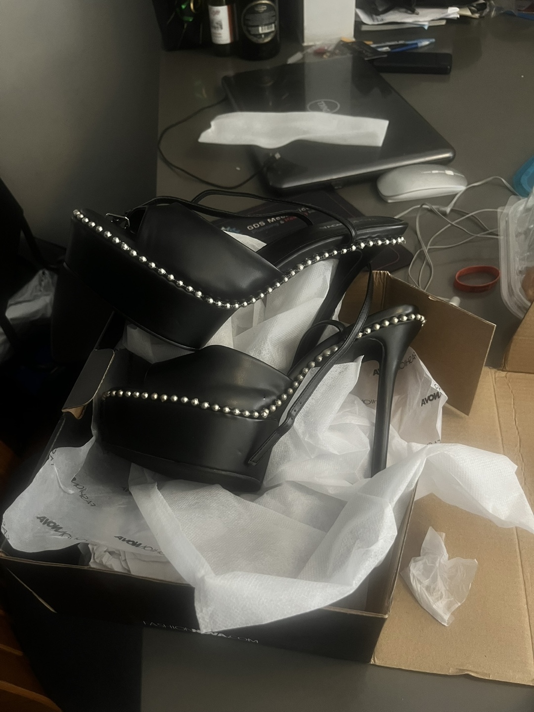 Black Studded Platform Heels - photo 3