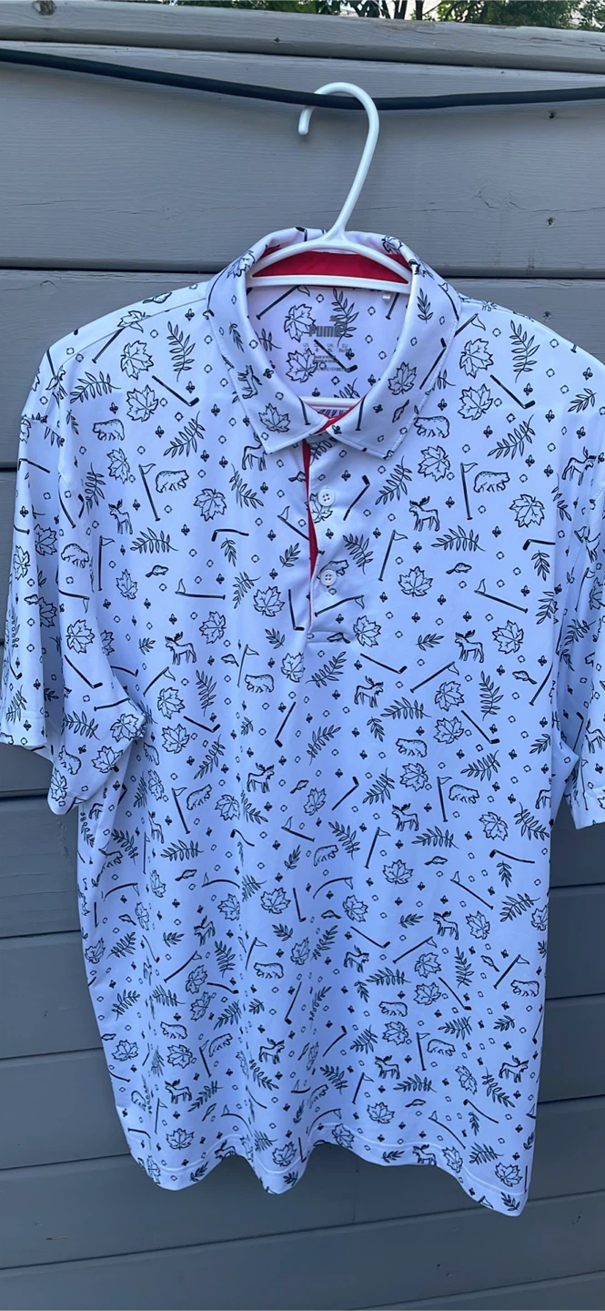 Puma Golf Polo Shirt - White with Canadian Graphics