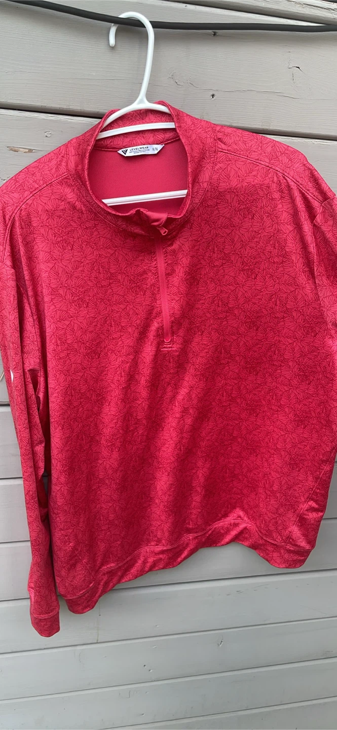 Levelwear Red Floral 1/4 Zip Long Sleeve Shirt XL/TG