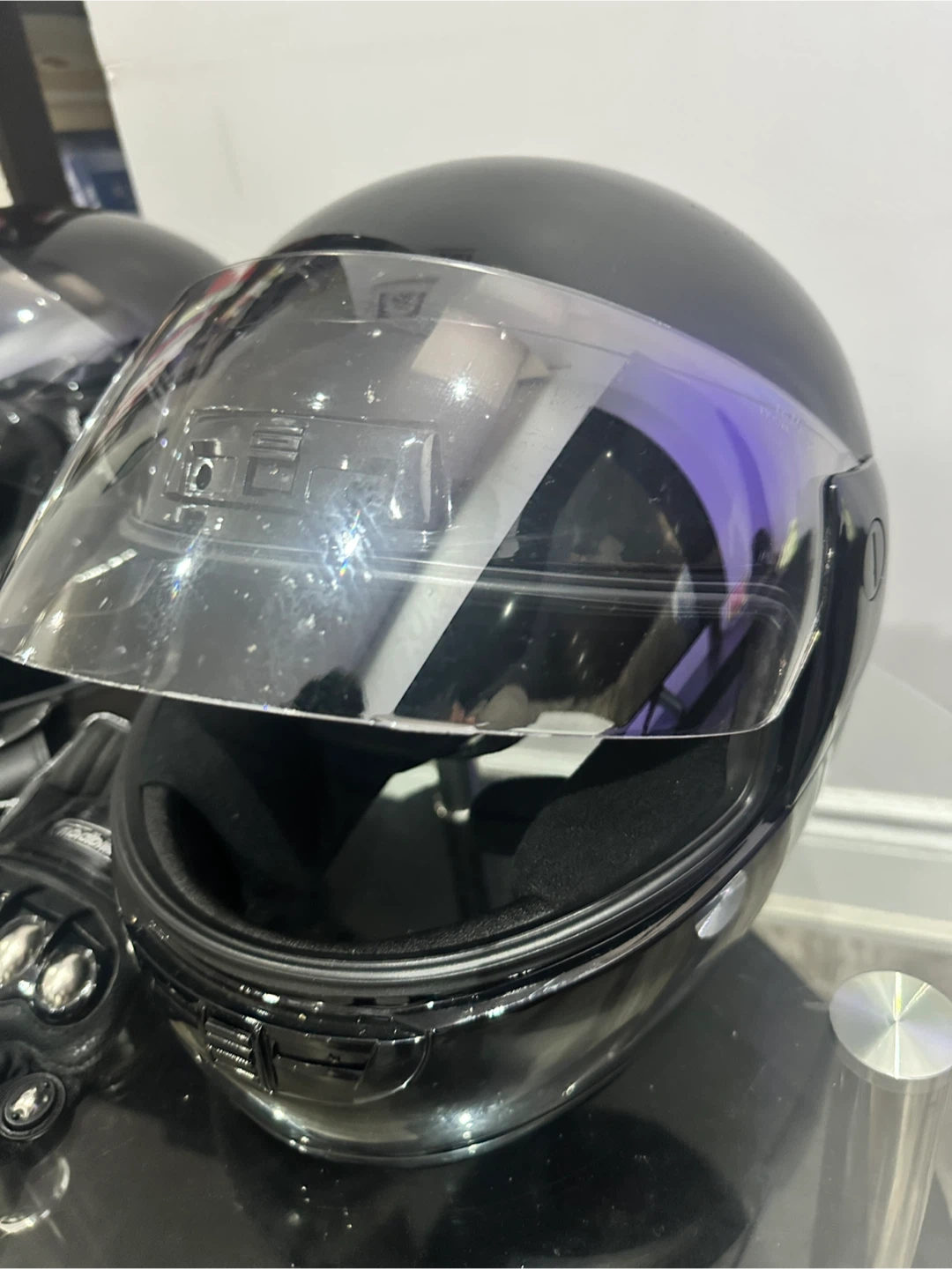Black Motorcycle Helmet with Visor - photo 3
