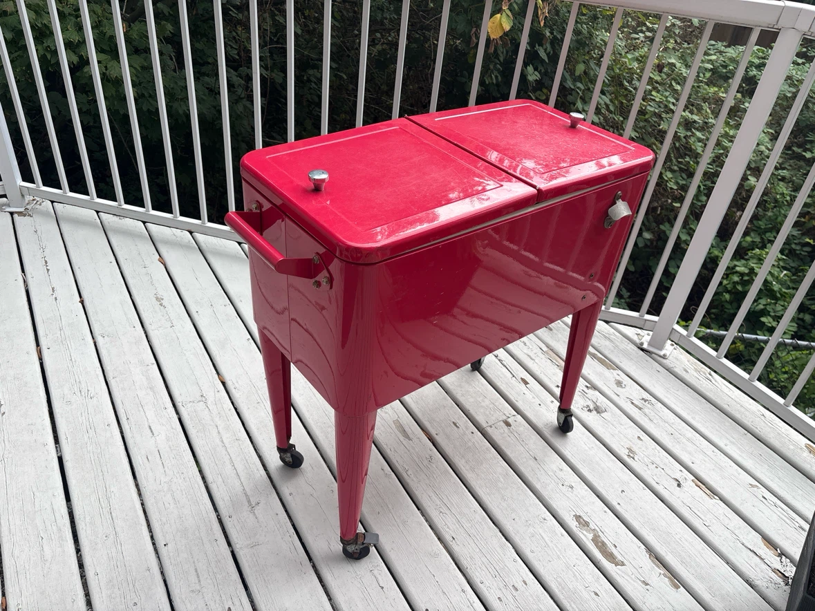 Red Portable Outdoor Rolling Cooler