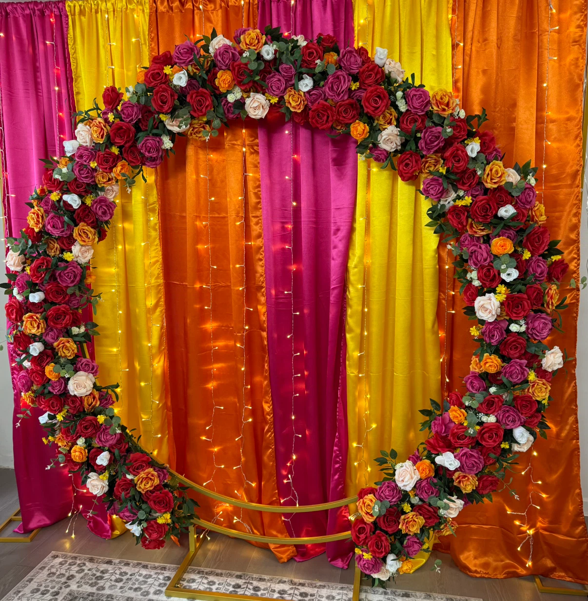 *Rental* Floral Arch Backdrop with Lights