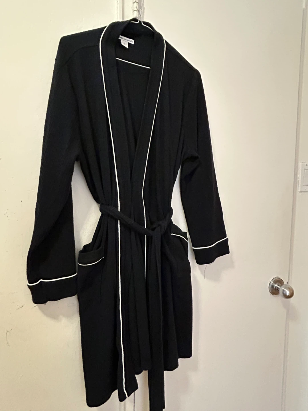 Amazon Essentials Black Waffle Bathrobe