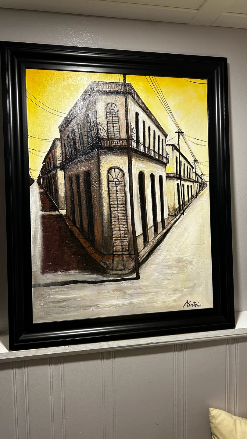 Framed Antonio Street Scene Painting
