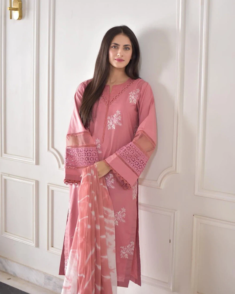 Pink Embroidered 2-Piece Salwar Kameez Suit - photo 3