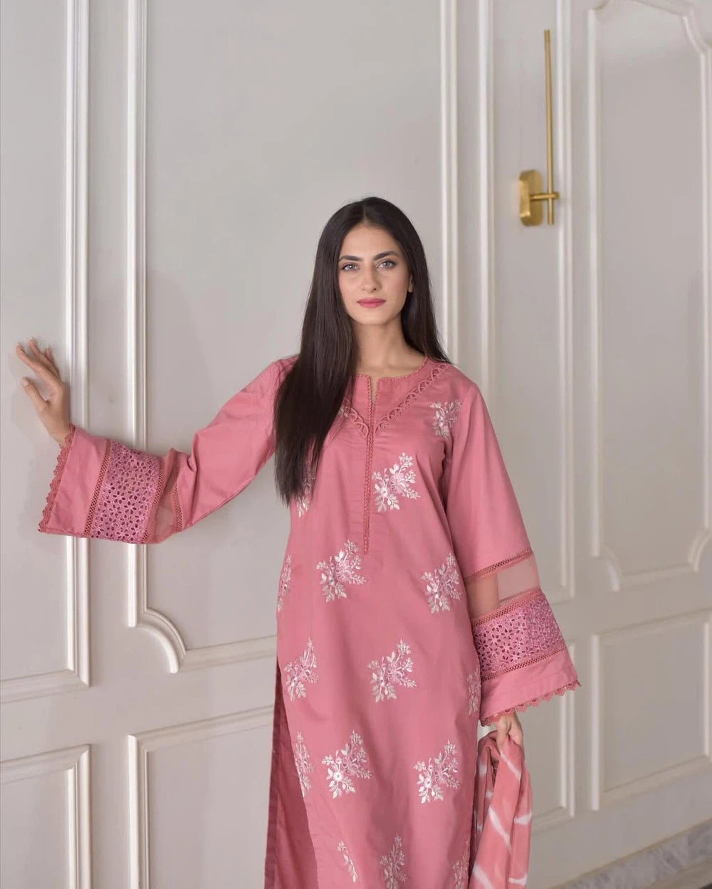 Pink Embroidered 2-Piece Salwar Kameez Suit - photo 4