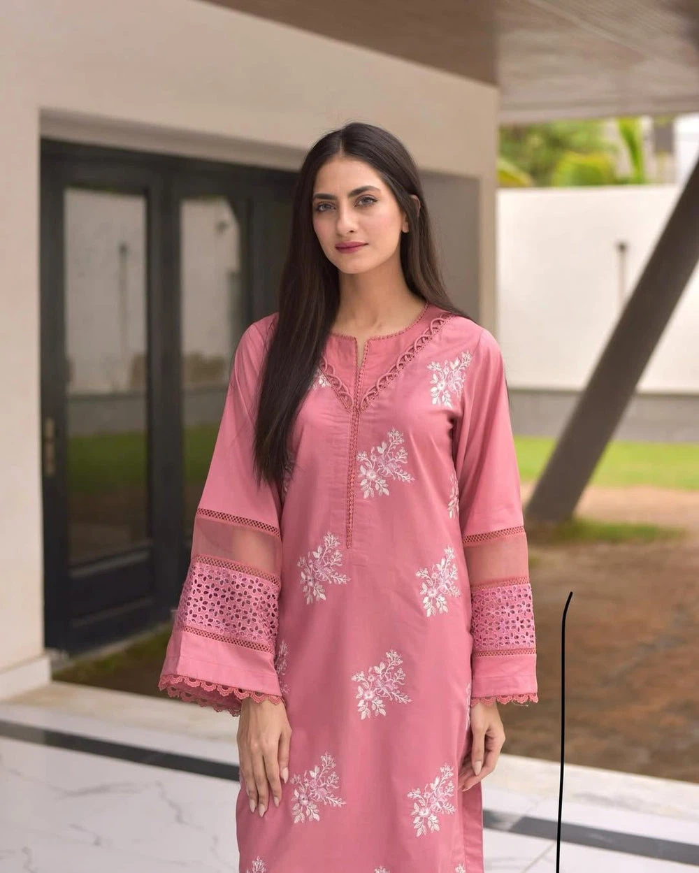 Pink Embroidered 2-Piece Salwar Kameez Suit - photo 5