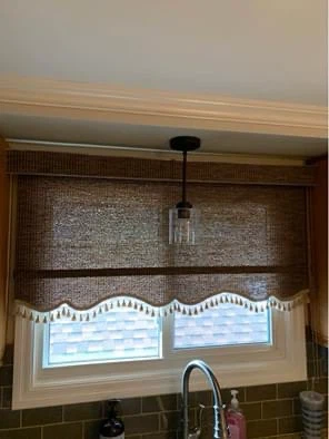 Woven Bamboo Roman Shade with Tassel Trim