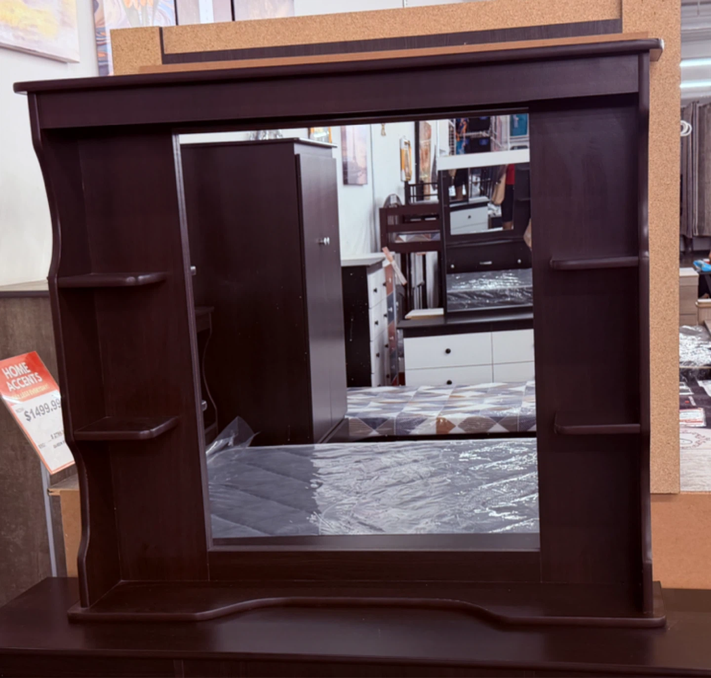 Dark Brown Mirror with Side Shelves - photo 4