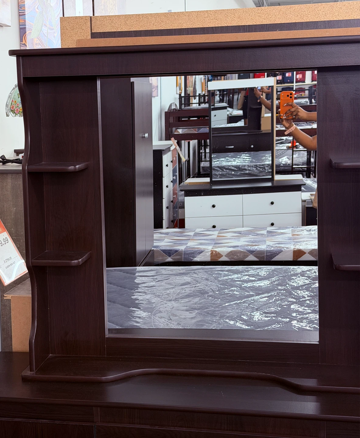 Dark Brown Mirror with Side Shelves - photo 5