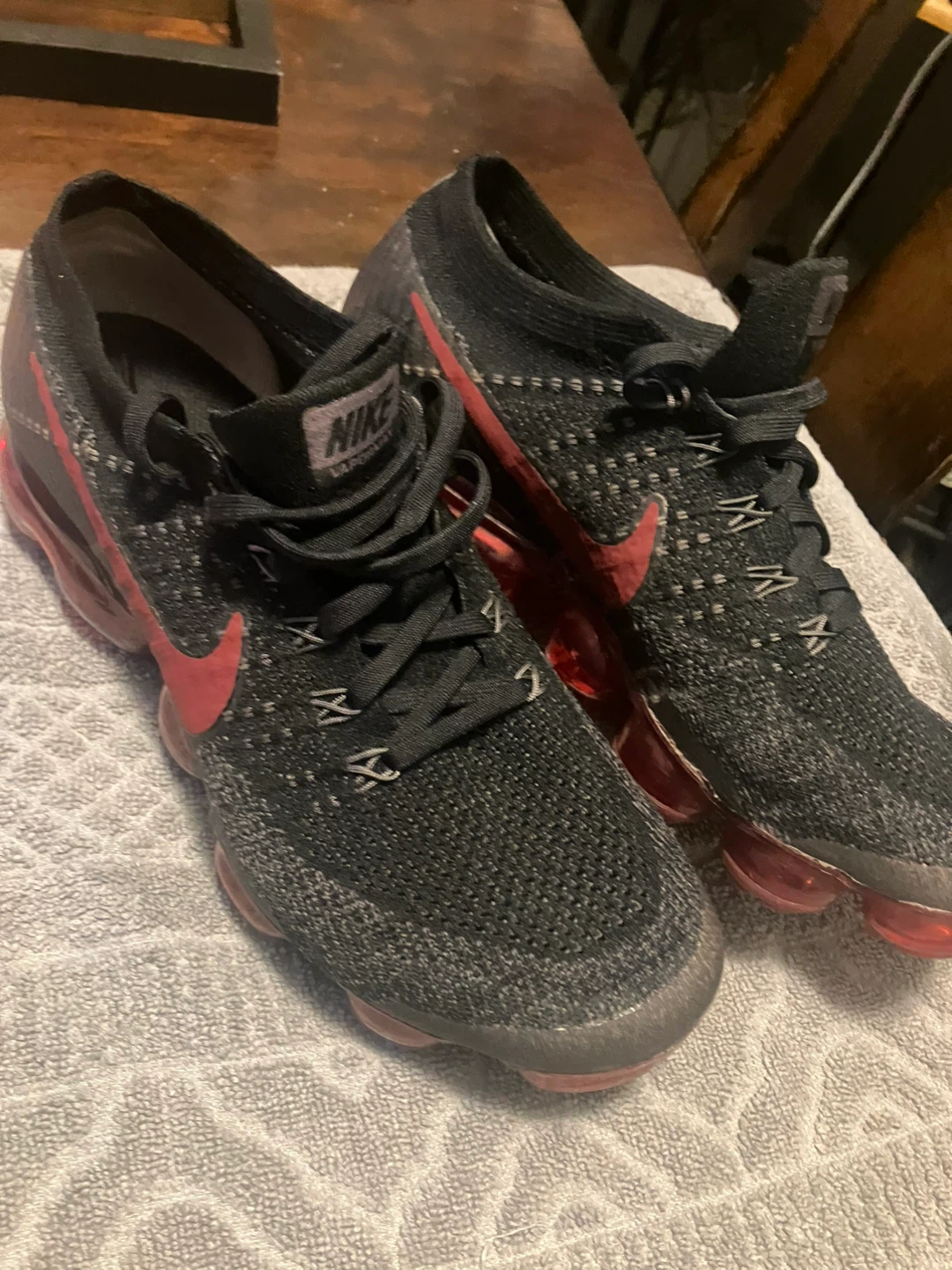 Nike Air VaporMax Flyknit Black Red Shoes - photo 3