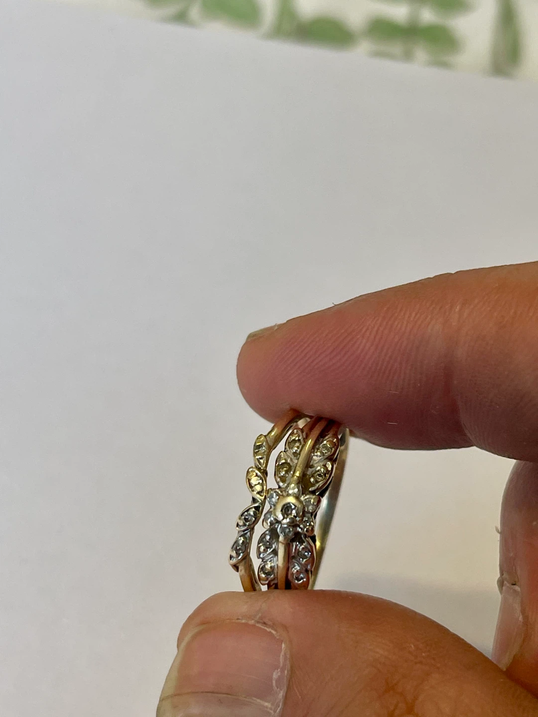 Vintage Gold-tone Diamond Ring Set - photo 2