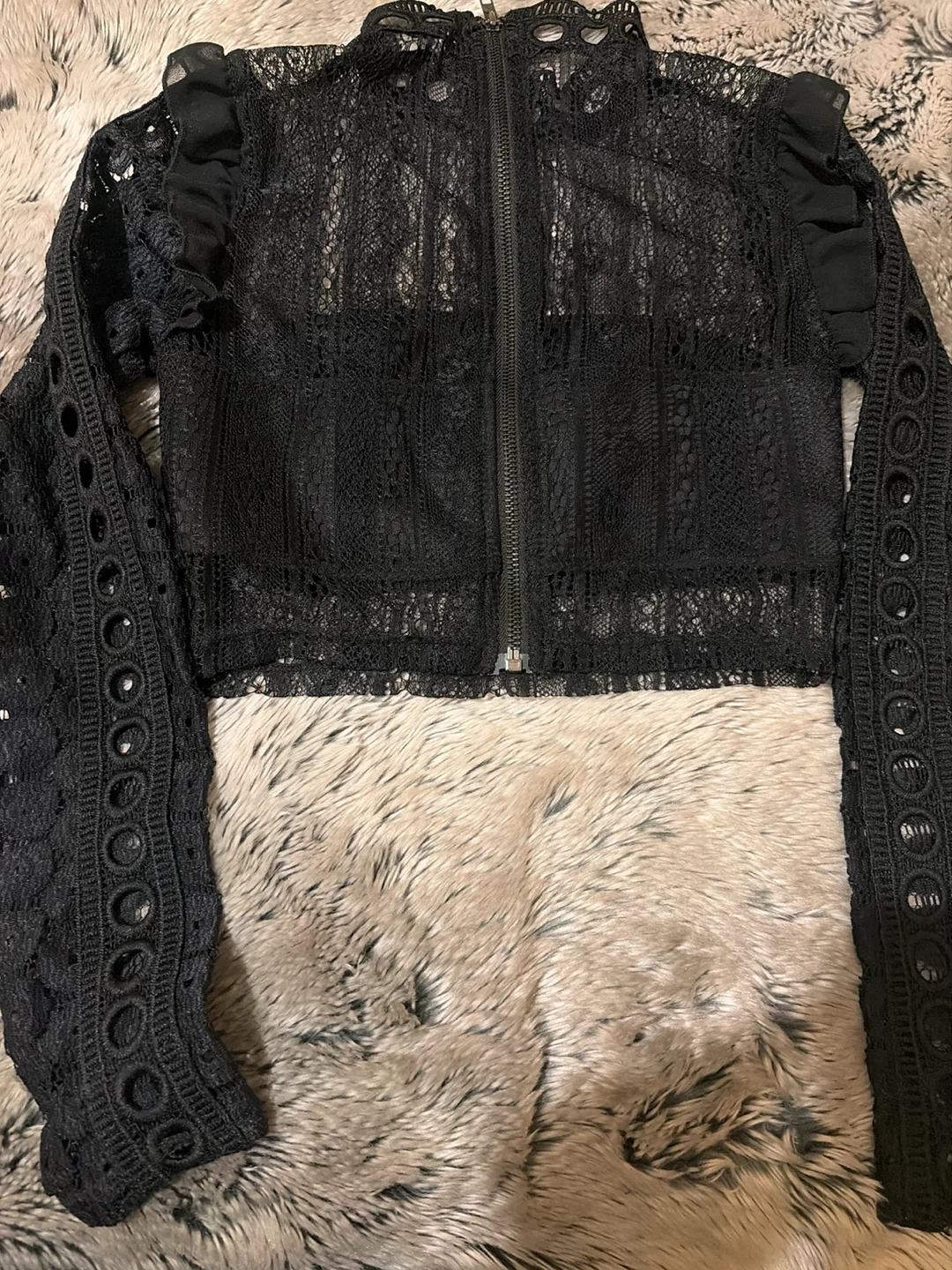 Salty Black Lace Mock Neck Crop Top - photo 4