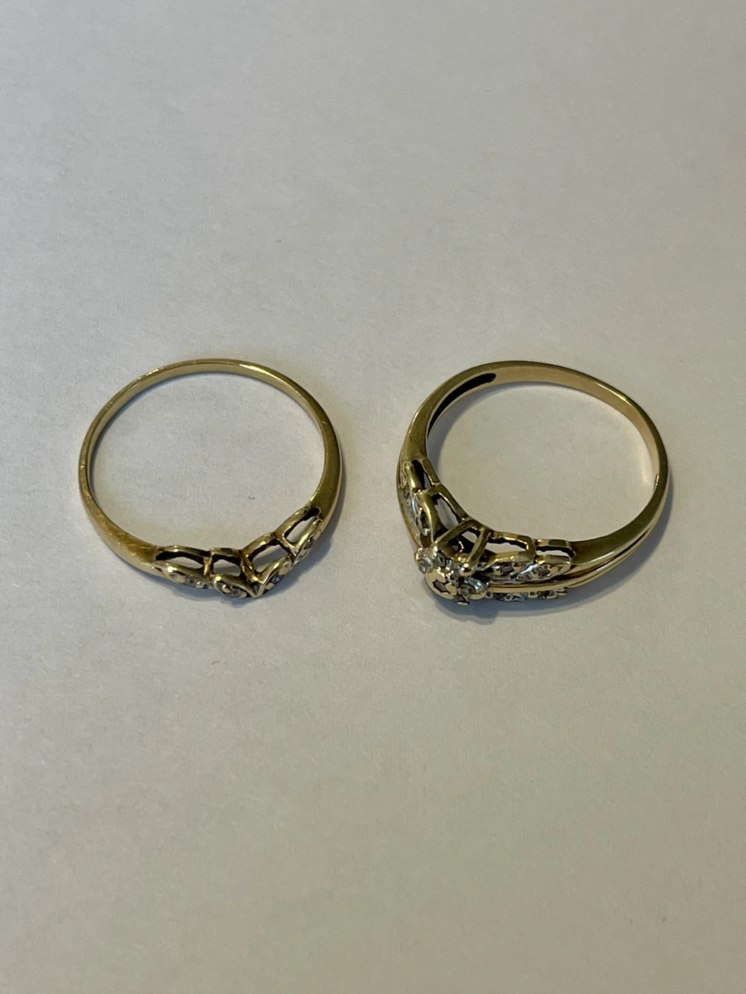 Vintage Gold-tone Diamond Ring Set - photo 3
