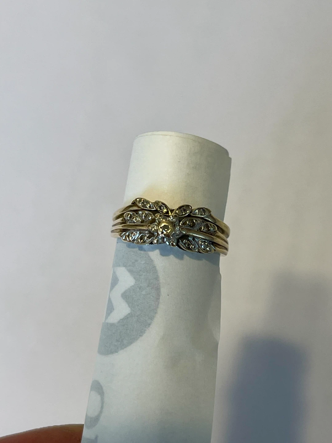 Vintage Gold-tone Diamond Ring Set - photo 4