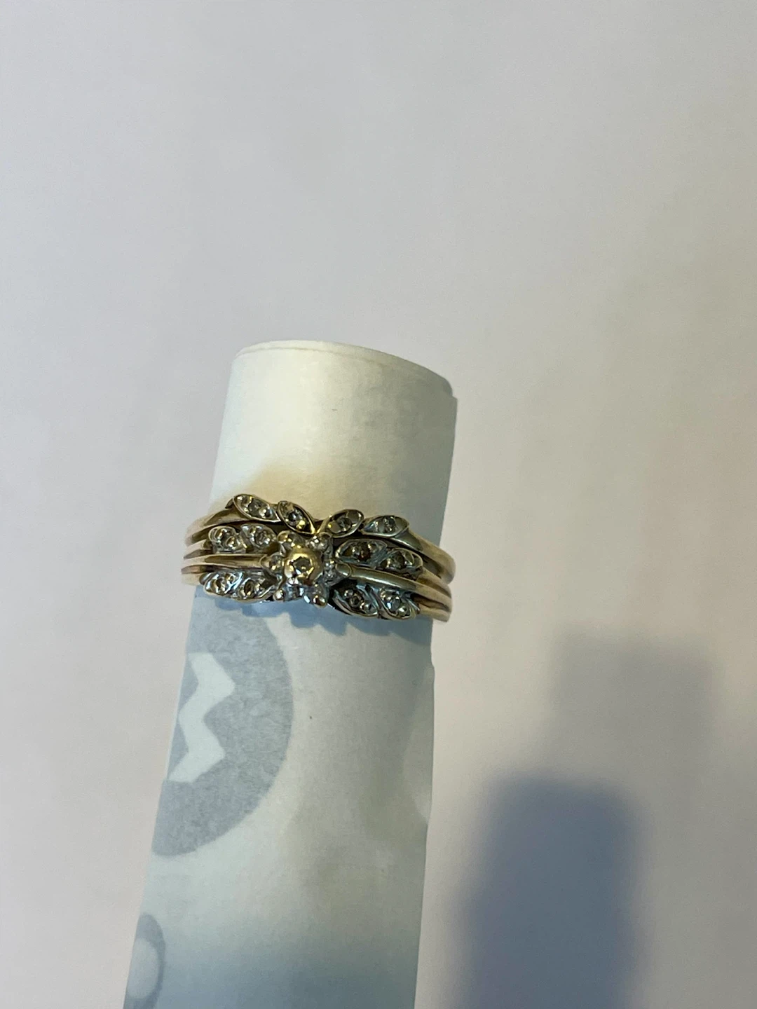 Vintage Gold-tone Diamond Ring Set - photo 5