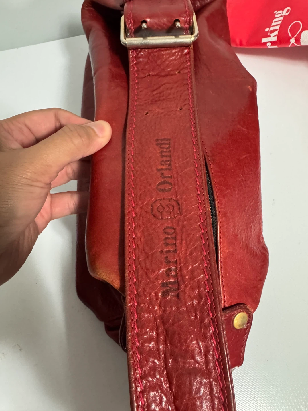 Vintage Marino Orlandi Red Leather Handbag