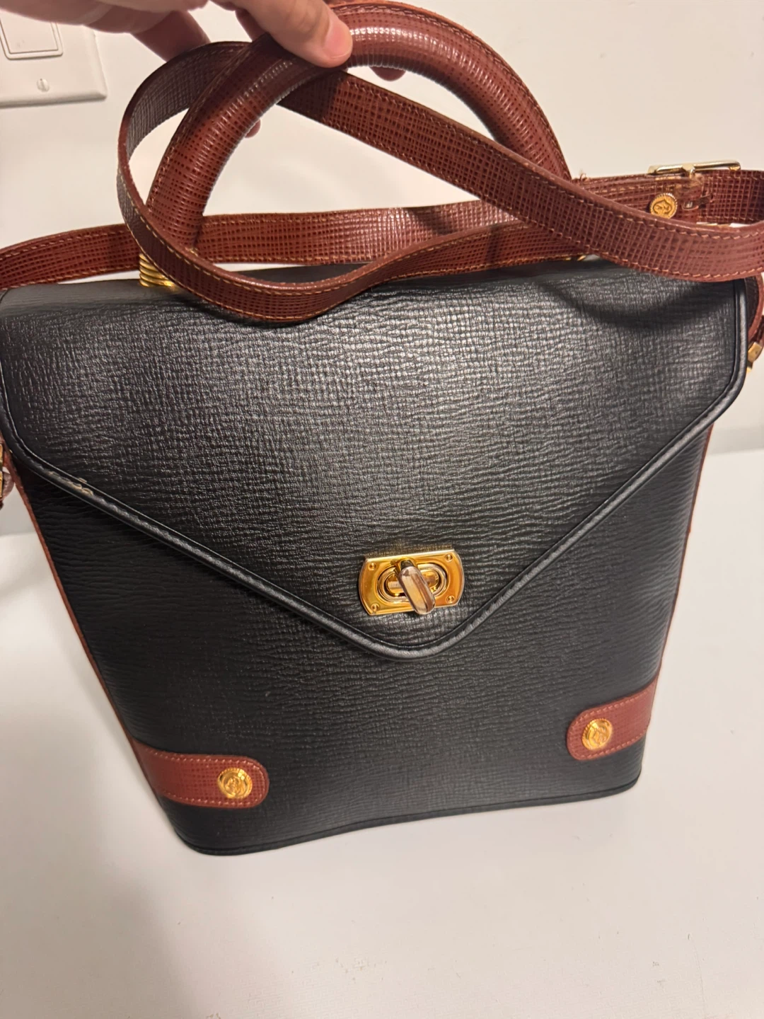 Philippe Charriol Black & Brown Leather Shoulder Bag - photo 3
