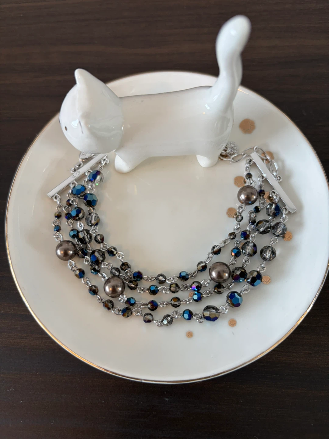 Vintage Swarovski Multi-Strand Bracelet – Blue & Grey