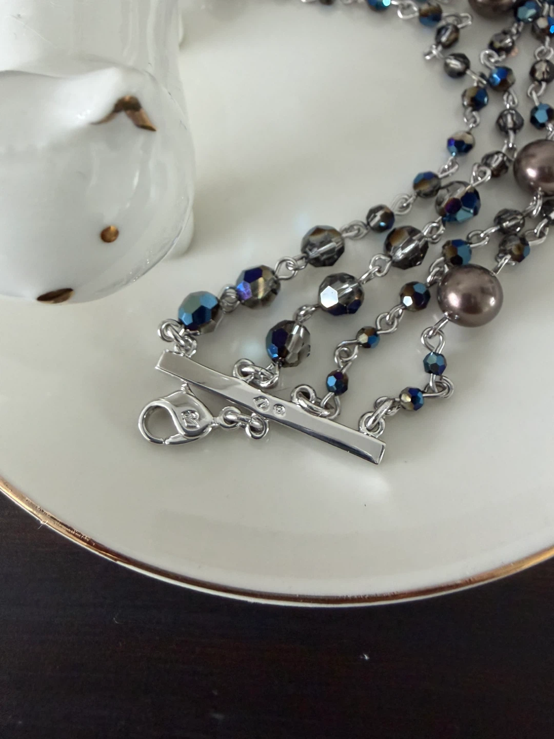 Vintage Swarovski Multi-Strand Bracelet – Blue & Grey - photo 2
