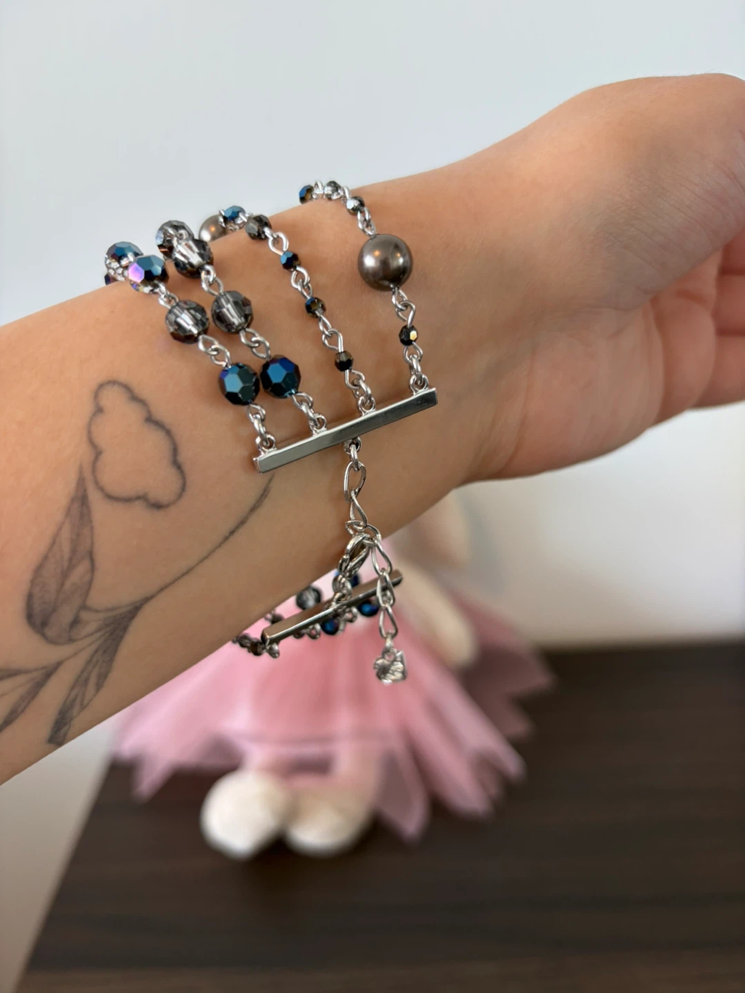Vintage Swarovski Multi-Strand Bracelet – Blue & Grey - photo 4