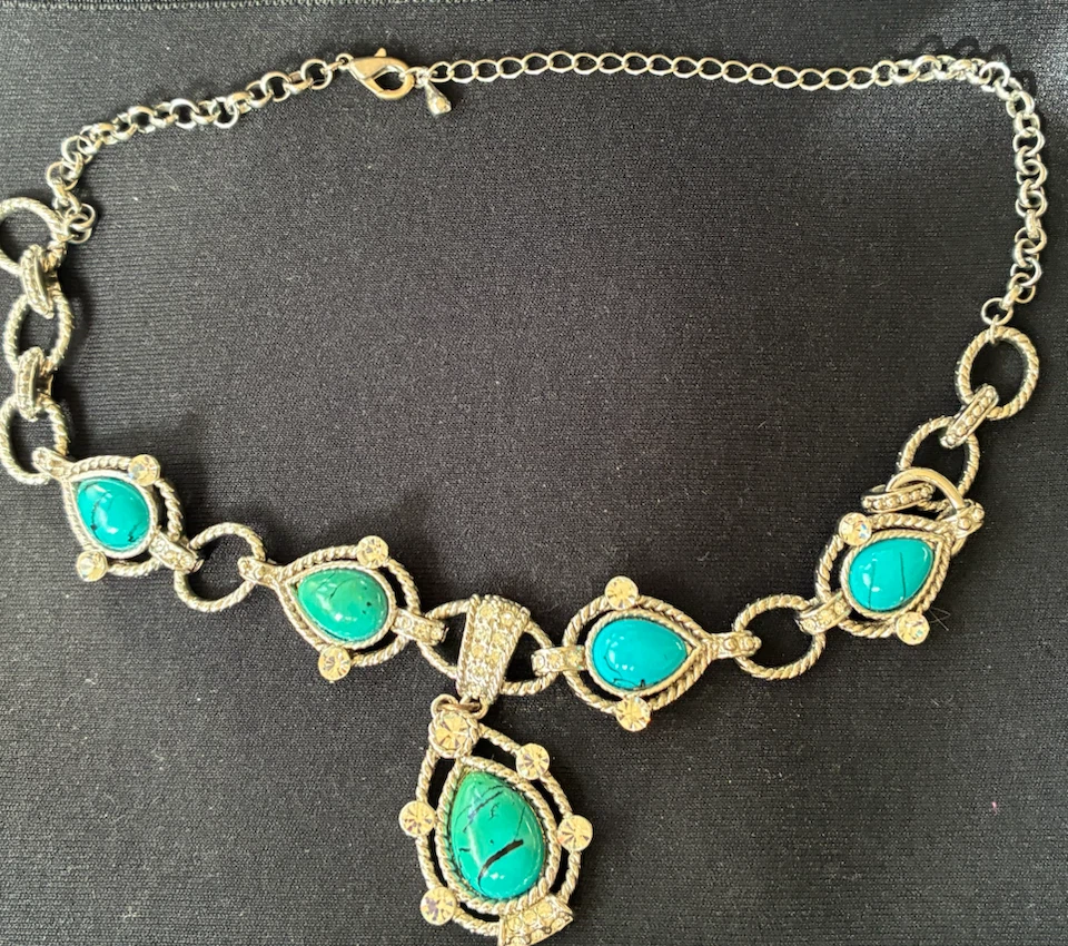 Turquoise Teardrop Statement Necklace