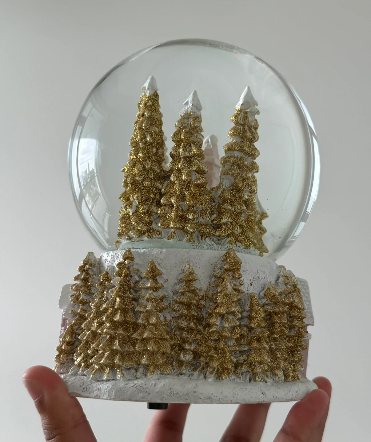 Gold and White Winter Scene Snow Globe