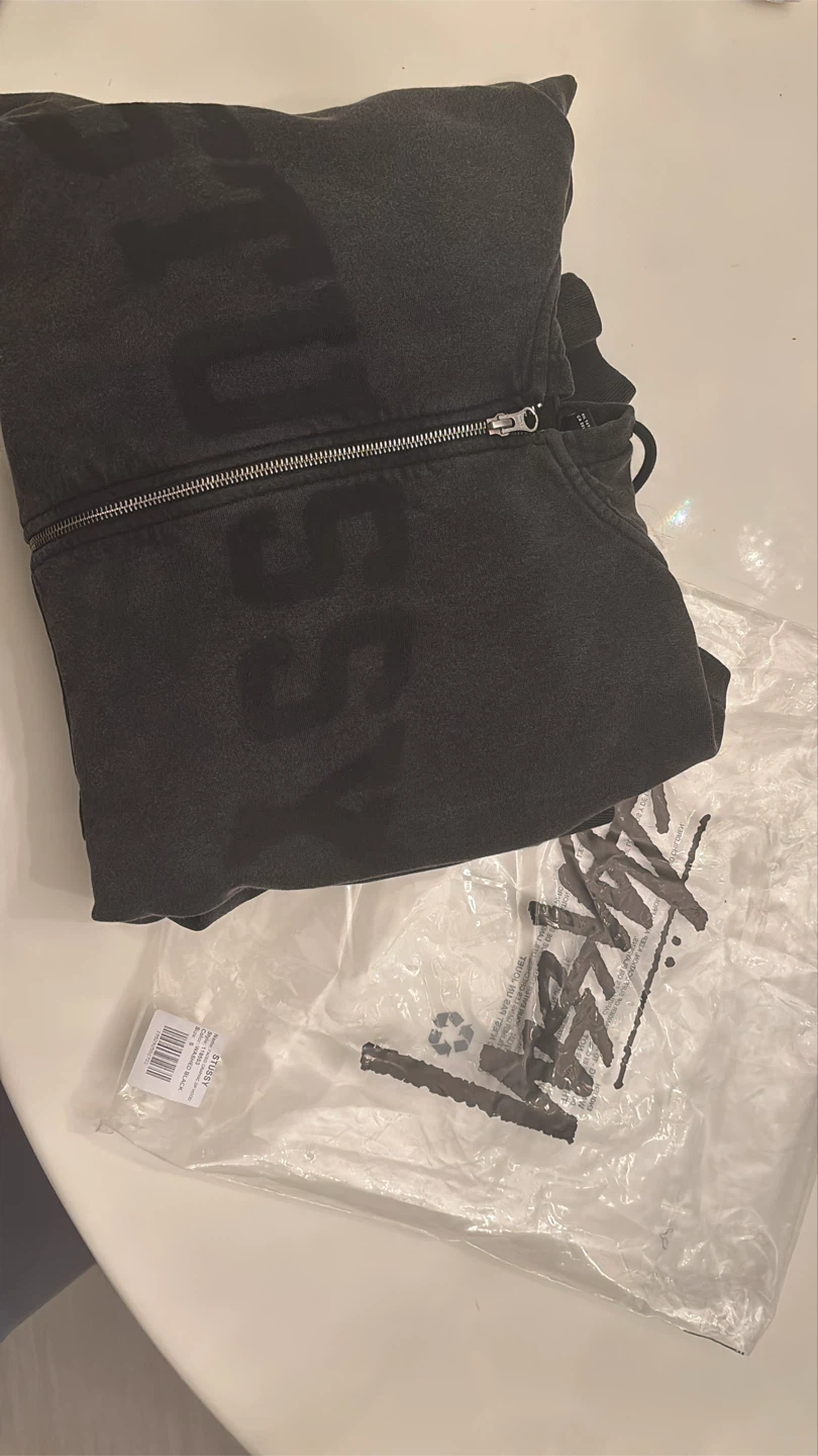 Stussy Faded Graphic Zip Hoodie Washed Black Size S