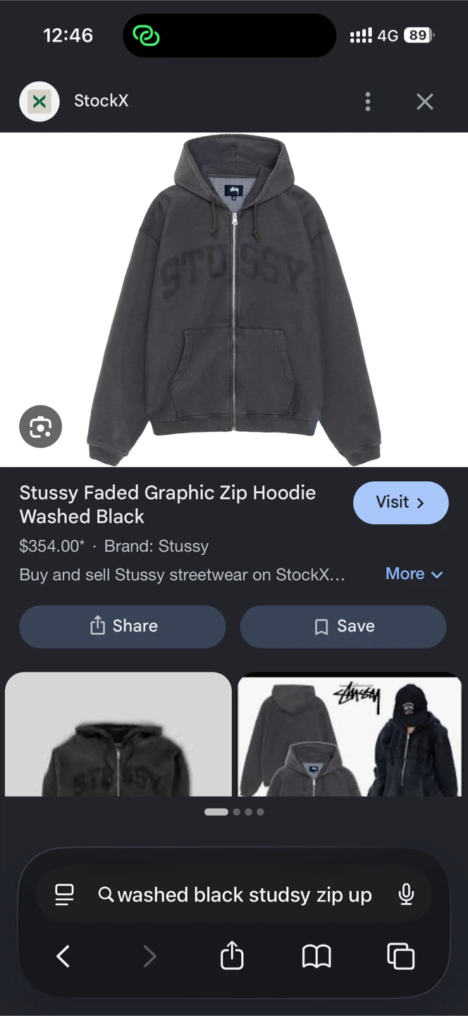 Stussy Faded Graphic Zip Hoodie Washed Black Size S - photo 5