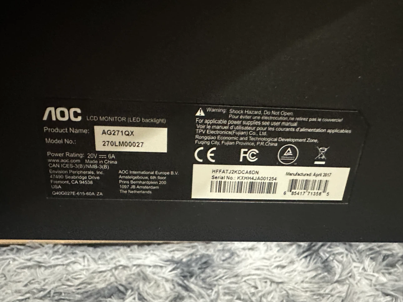 AOC AGON AG271QX 27-inch Gaming Monitor - photo 2