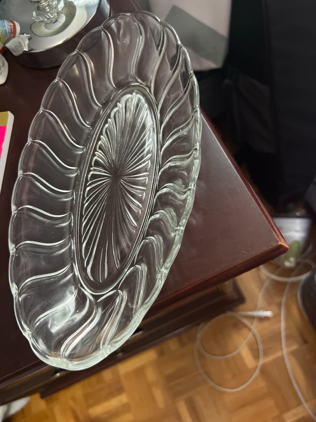 Clear Glass Serving Dish and Celery Tray - photo 2