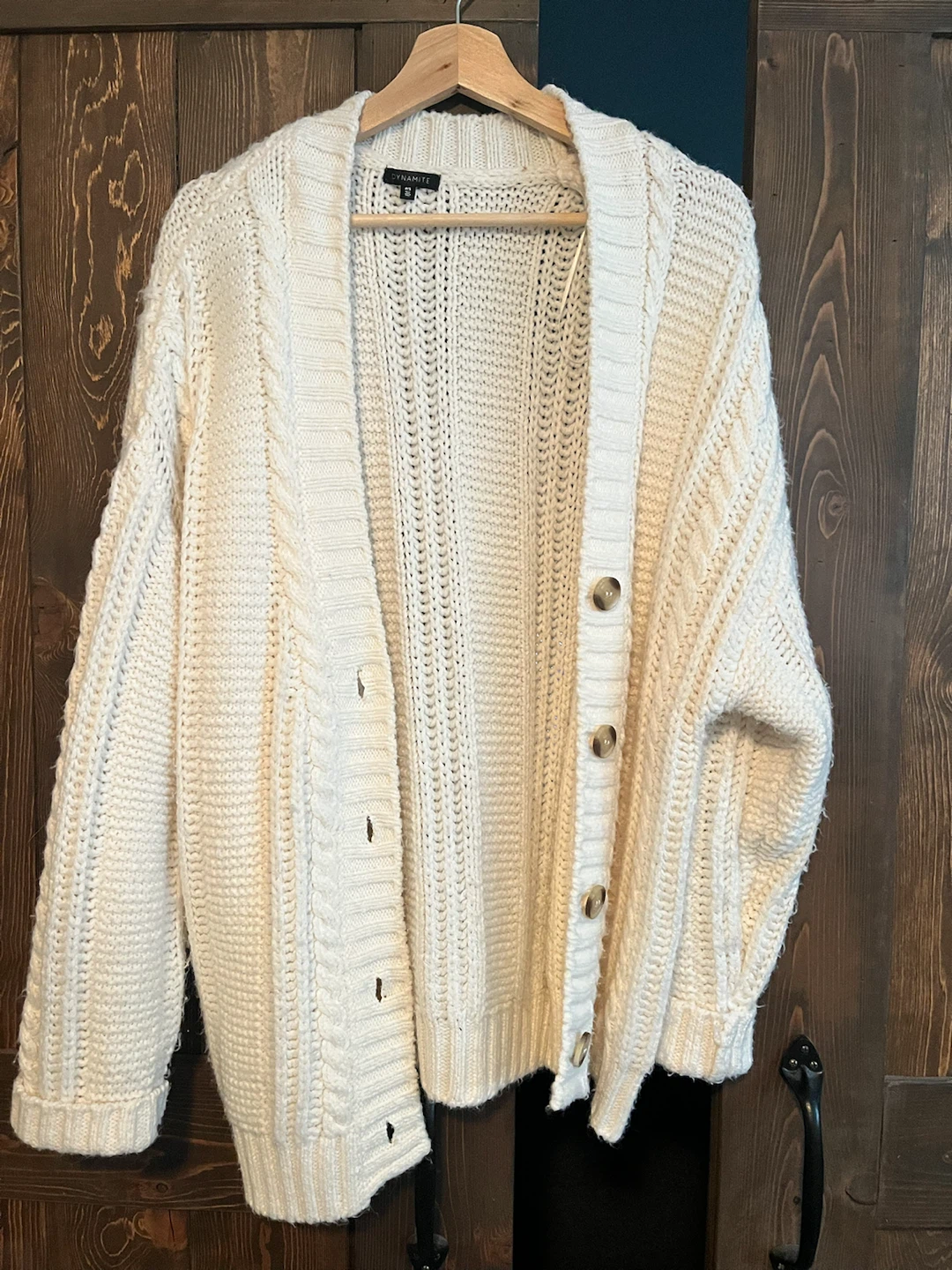 Dynamite Cream Cable Knit Cardigan Sweater P/S