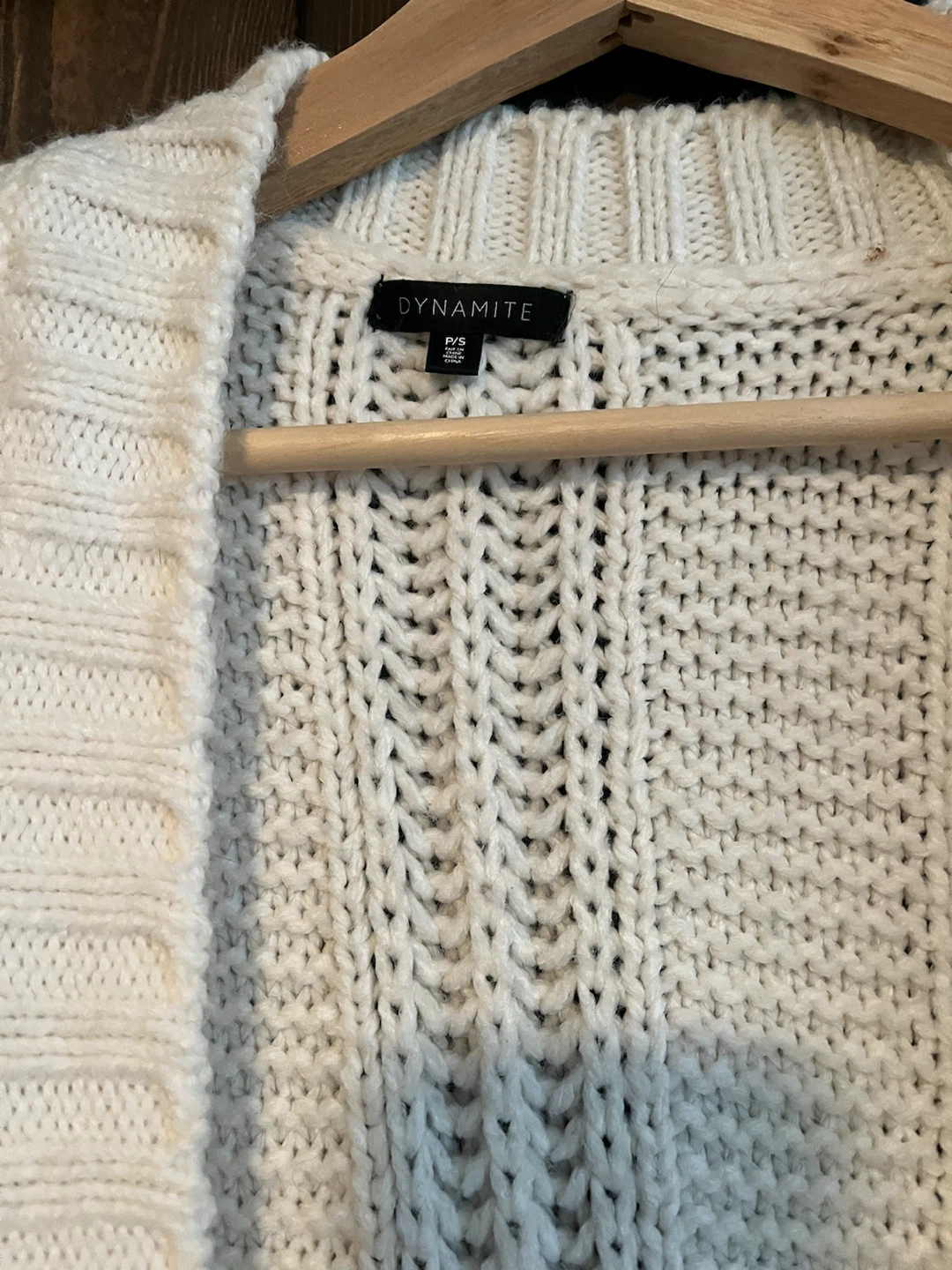Dynamite Cream Cable Knit Cardigan Sweater P/S - photo 2