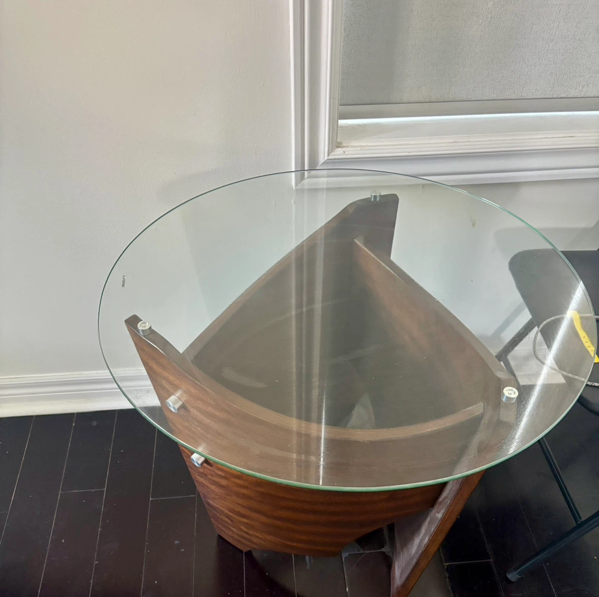 Glass and Wood Accent Table