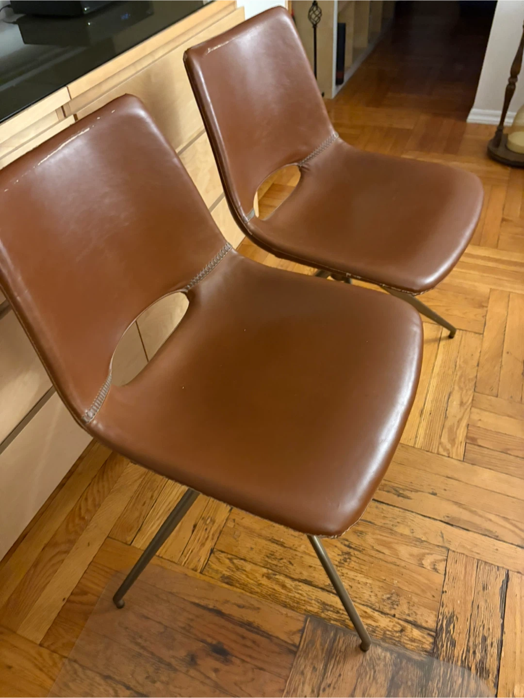 Two Brown Mid-Century Style Dining Chairs - photo 2