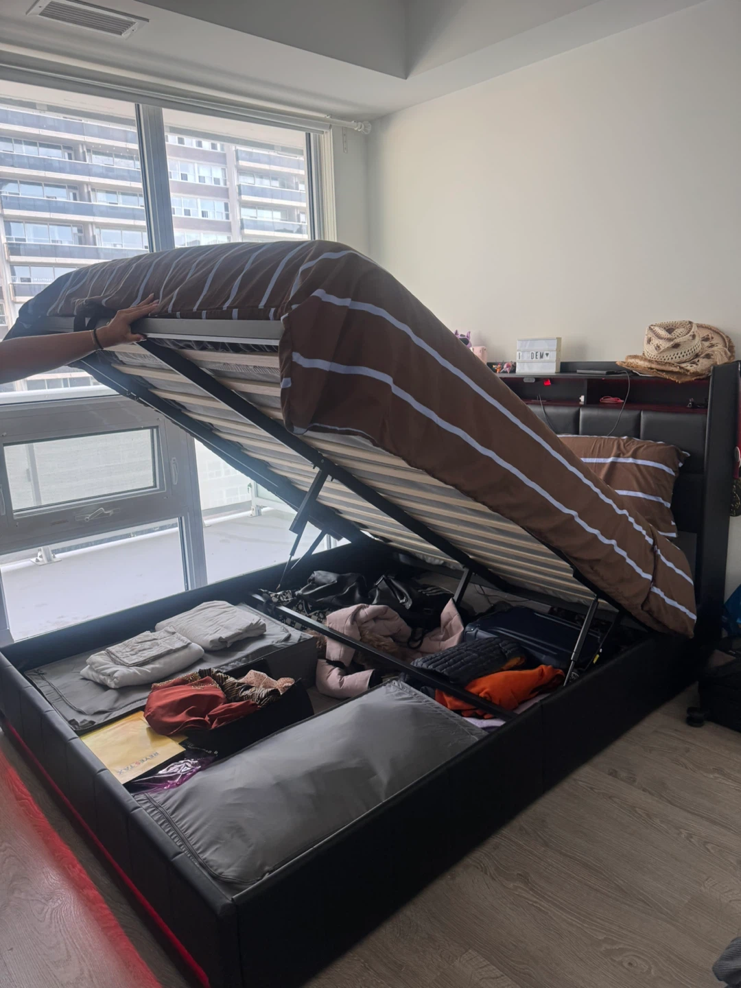 Queen Bed with LED headboard and under Storage - photo 2