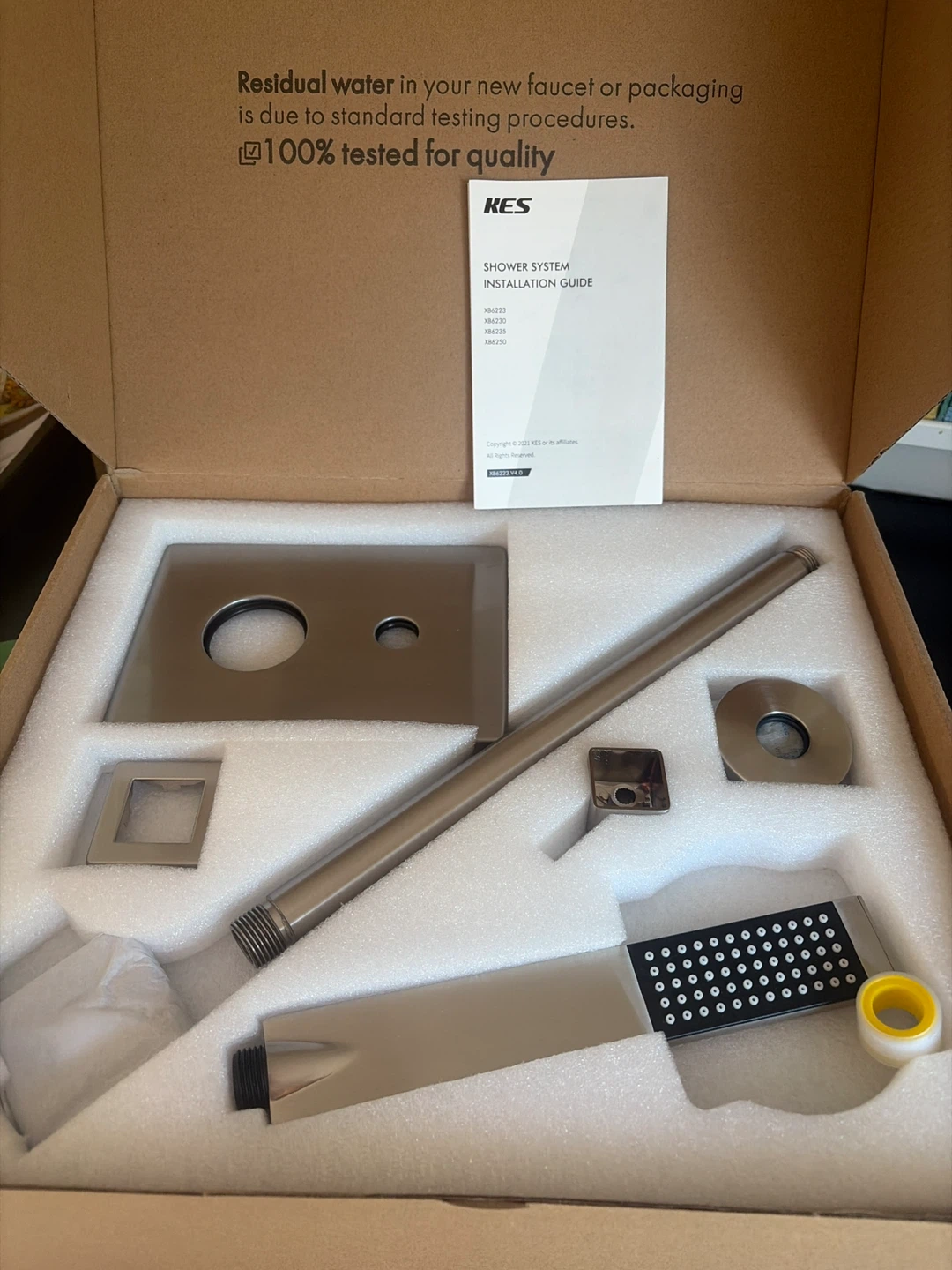 KES 12″ Ceiling Rain Shower System + 16″ Arm, Brushed Nickel NEW - photo 3